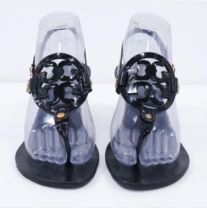 Tory Burch Black PatentLeather Heeled Slingback Sandals Size 6.5 / Size 37